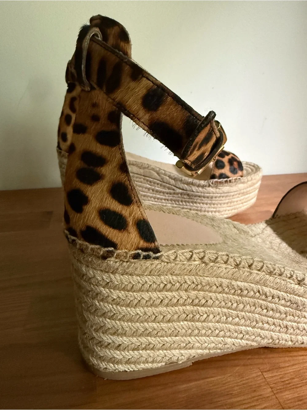 J.Crew Platform espadrille sandals in leopard calf hair, size 10